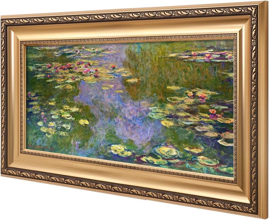 DECORARTS - Water Lilies Claude Monet Giclee Fine Art Print in Embossed Gold Frame. Framed Size: 36x22