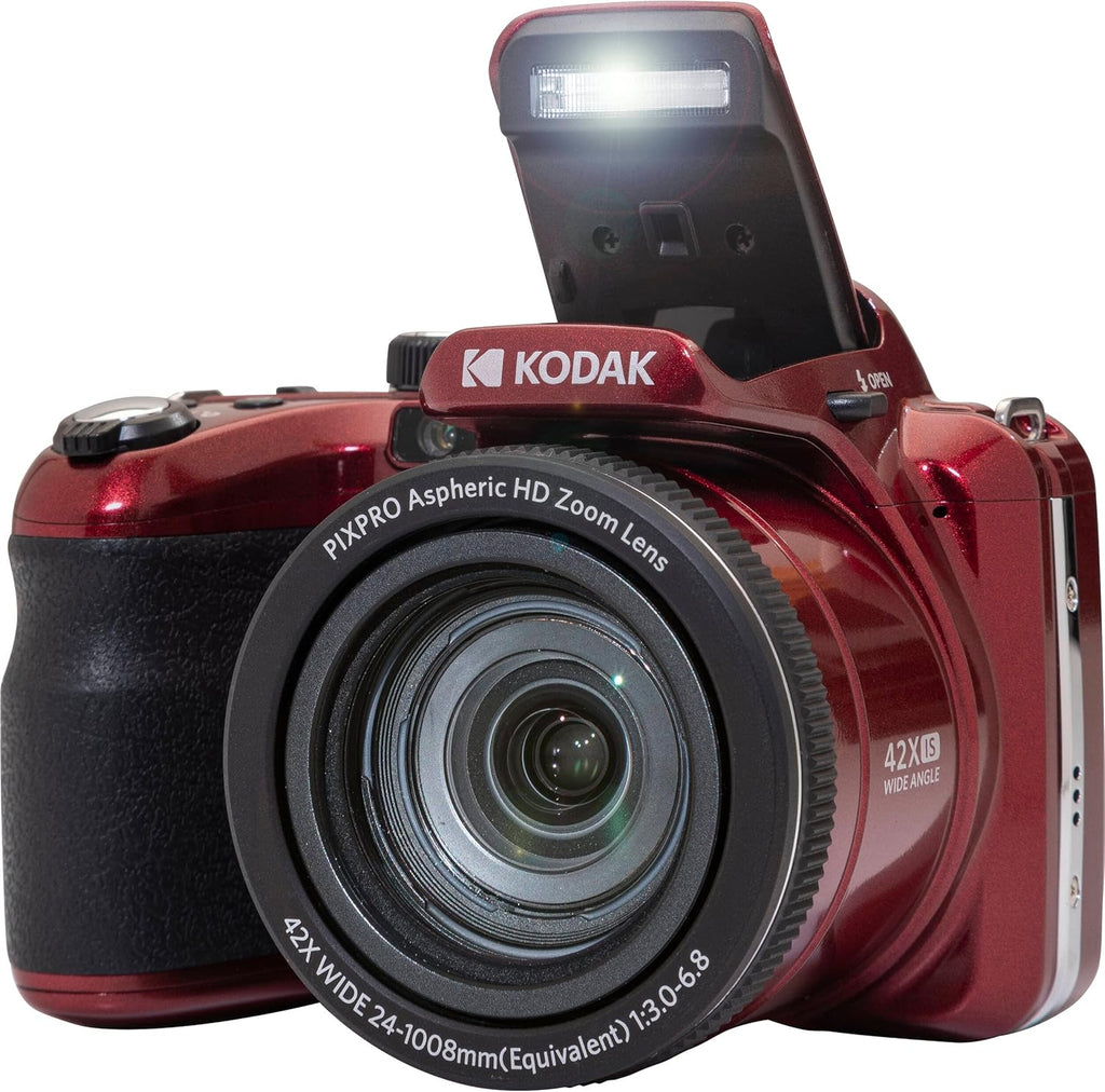 Kodak PIXPRO AZ425 Digital Camera + 64GB Memory Card + Camera Case (Black) + USB Card Reader + Table Tripod + Accessories (Red)