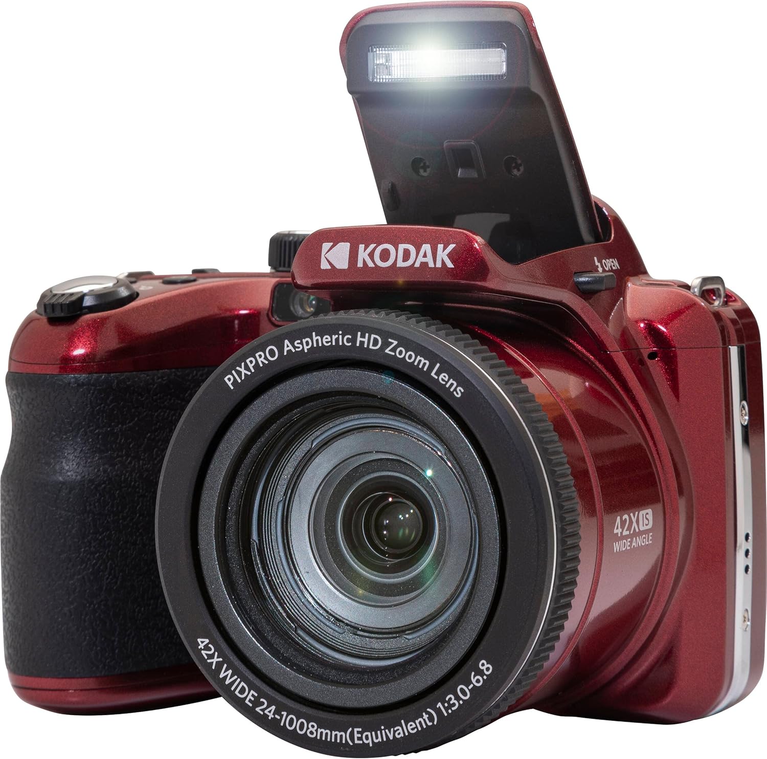 Kodak PIXPRO AZ425 Digital Camera + 64GB Memory Card + Camera Case (Black) + USB Card Reader + Table Tripod + Accessories (Red)