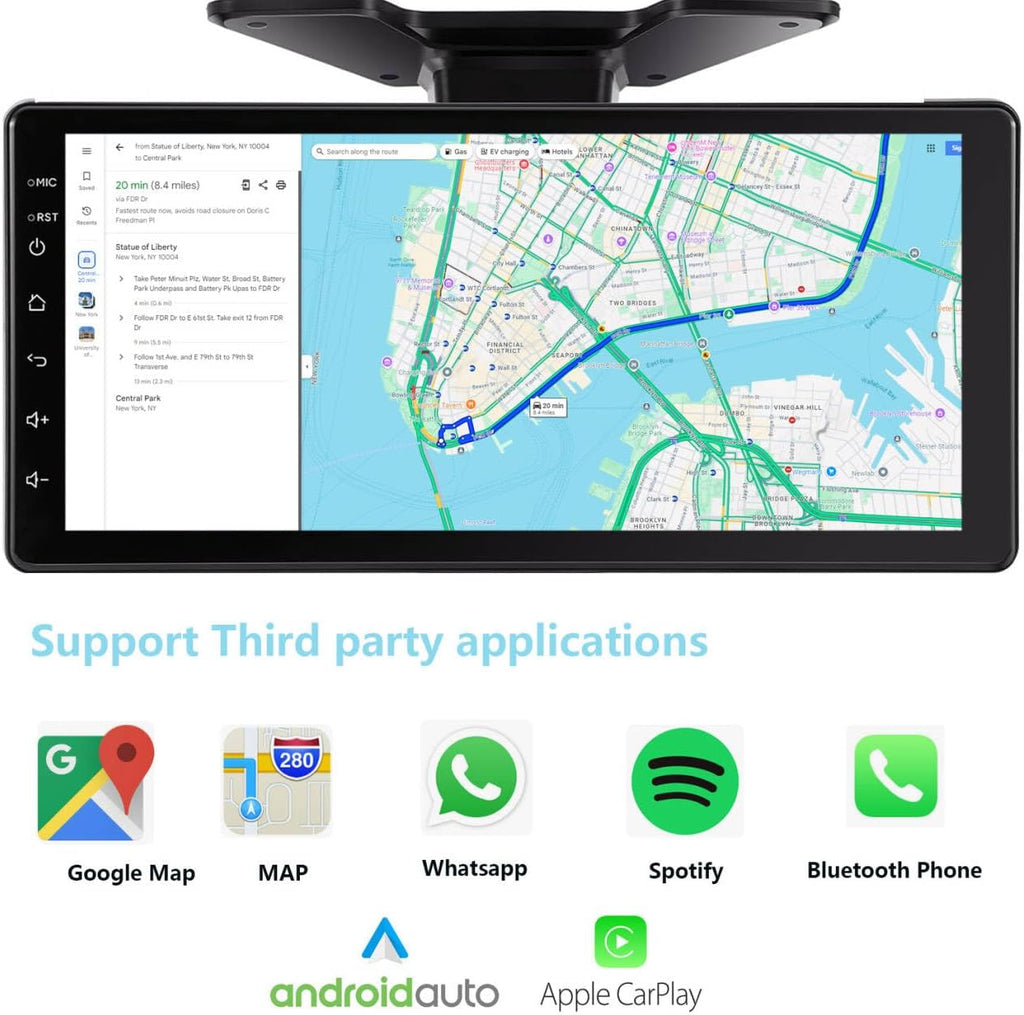 6-Channel GPS Navigation Car Stereo with Carplay 11-Inch Split 128GB 1080P Backup Camera Monitor & Built-in DVR for RV Truck Trailer Rear Side Front Reversing View Wired System Waterproof DGPS6
