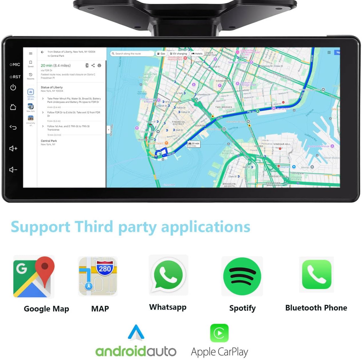 6-Channel GPS Navigation Car Stereo with Carplay 11-Inch Split 128GB 1080P Backup Camera Monitor & Built-in DVR for RV Truck Trailer Rear Side Front Reversing View Wired System Waterproof DGPS6