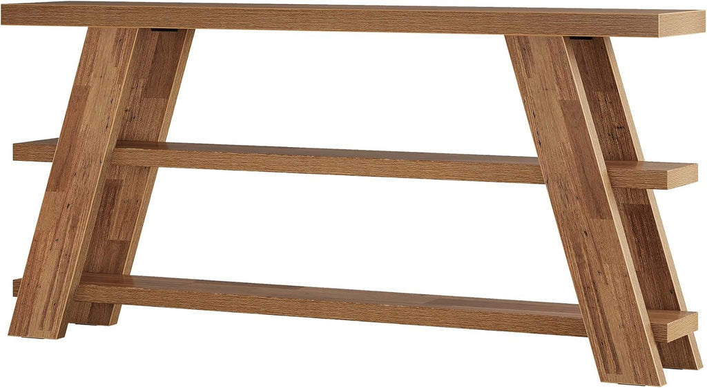 Tribesigns 70.9" Extra Long Console Table with Storage, 3-Tier Narrow Wooden Sofa Table Behind The Couch, Farmhouse Entry Foyer Table for Entryway, Living Room, Hallway, Brown