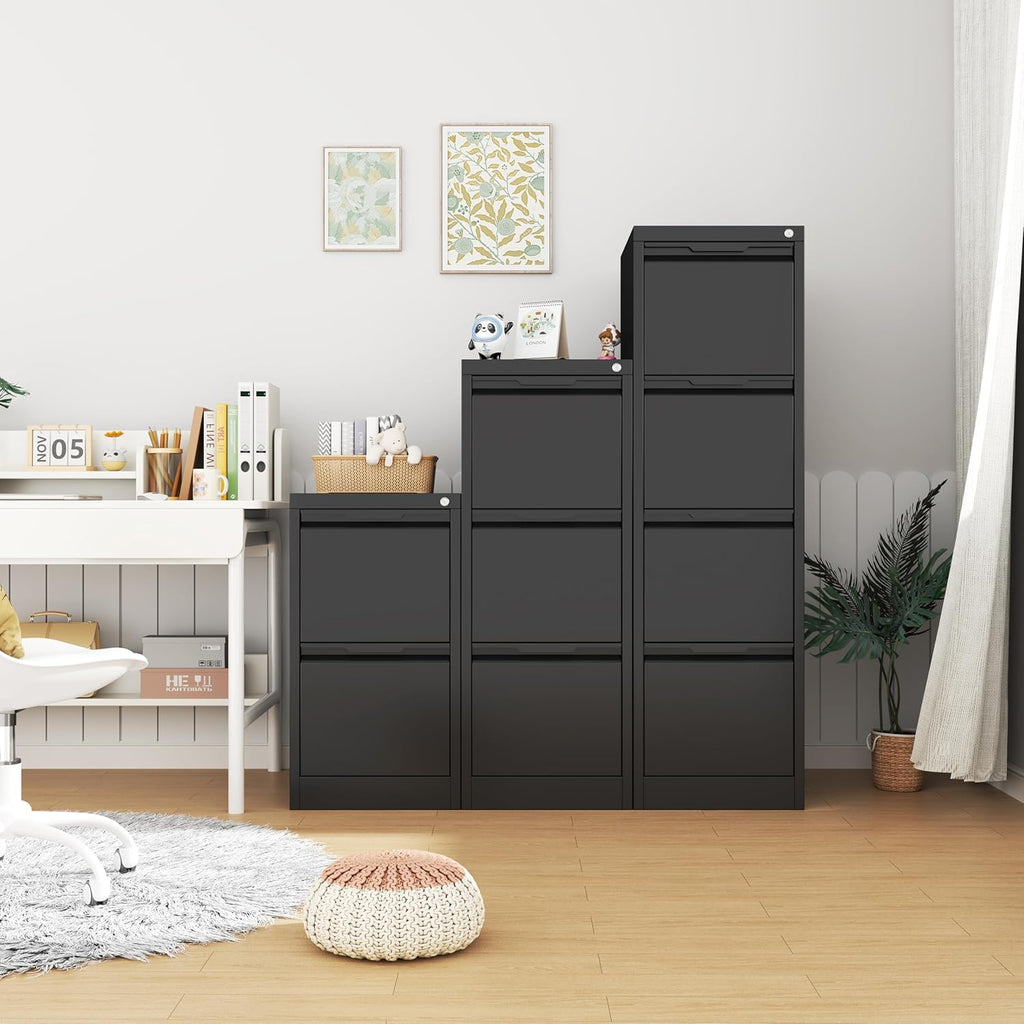 3 Drawer File Cabinets for Home Office,File Cabinet with Lock, Metal Filing Cabinet for A4/Letter/Legal Size Folder, Assembly Required,Black