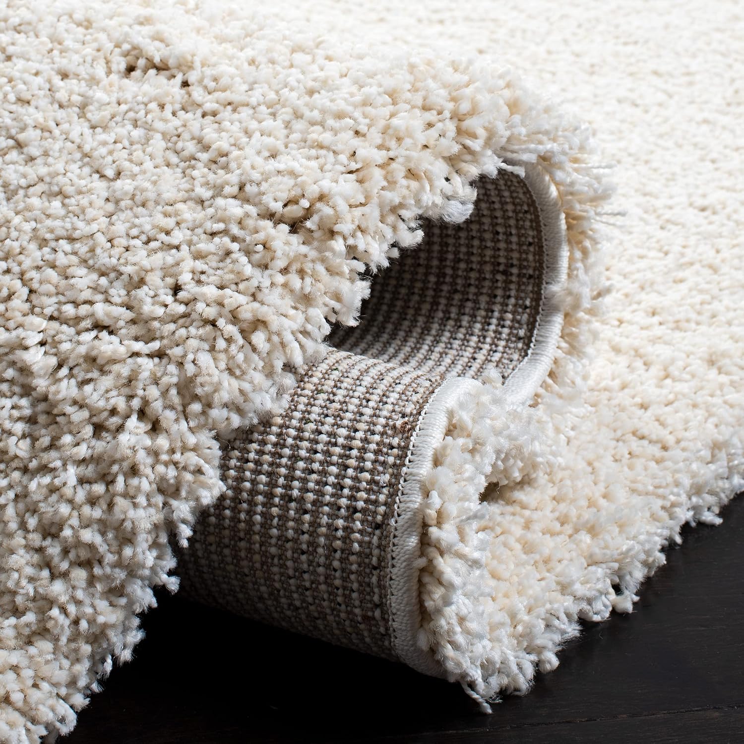 SAFAVIEH Milan Shag Collection Area Rug - 8' x 10', Ivory, Solid Design, Non-Shedding & Easy to Clean, Plush Thick Pile, Ideal for Living Room, Bedroom (SG180-1212)
