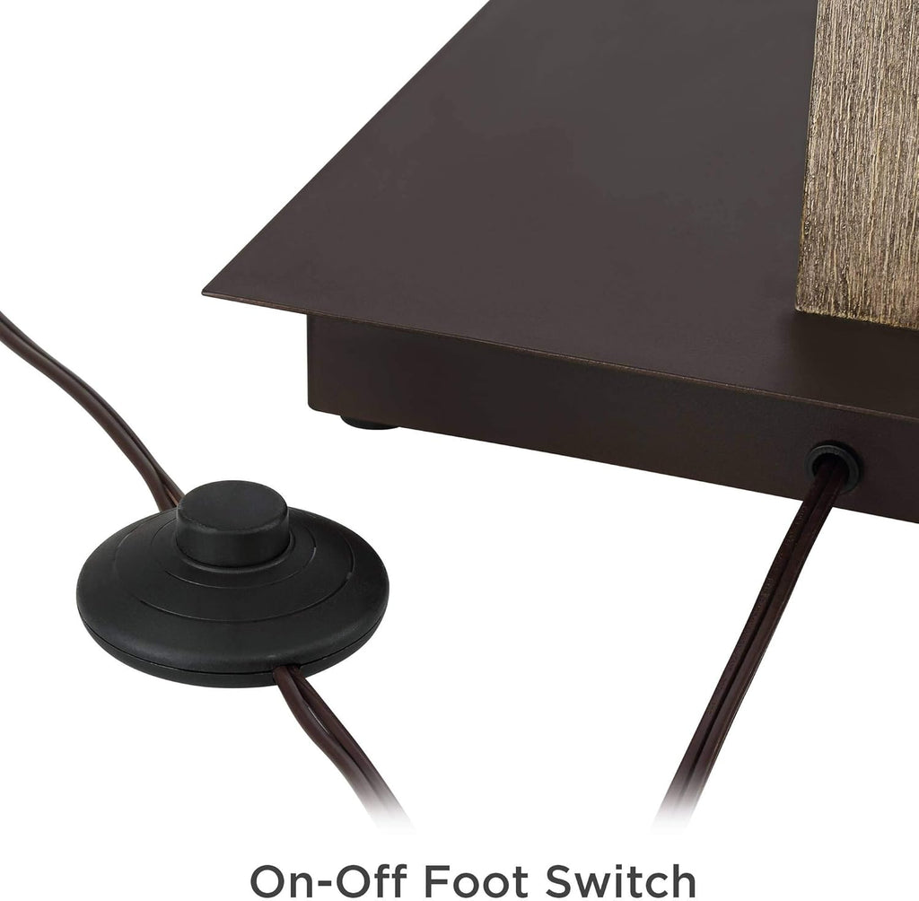 Franklin Iron Works Gentry Industrial Rustic Farmhouse Arc Floor Lamp 71 1/2" Tall Oil Rubbed Bronze 2-Light Oatmeal Fabric Drum Shade for Living Room Reading Bedroom Office House Home Decor