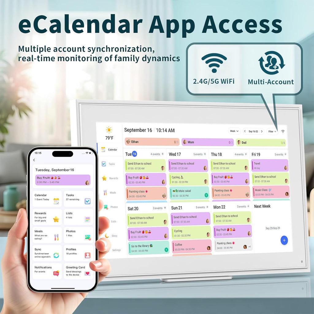 Canupdog 15.6 Inch Digital Calendar, Electronic Planner & Chore Chart with 1920x1080P IPS Touchscreen, Task Rewards System, Interactive Display for Family Schedules Gifts for Women Mom