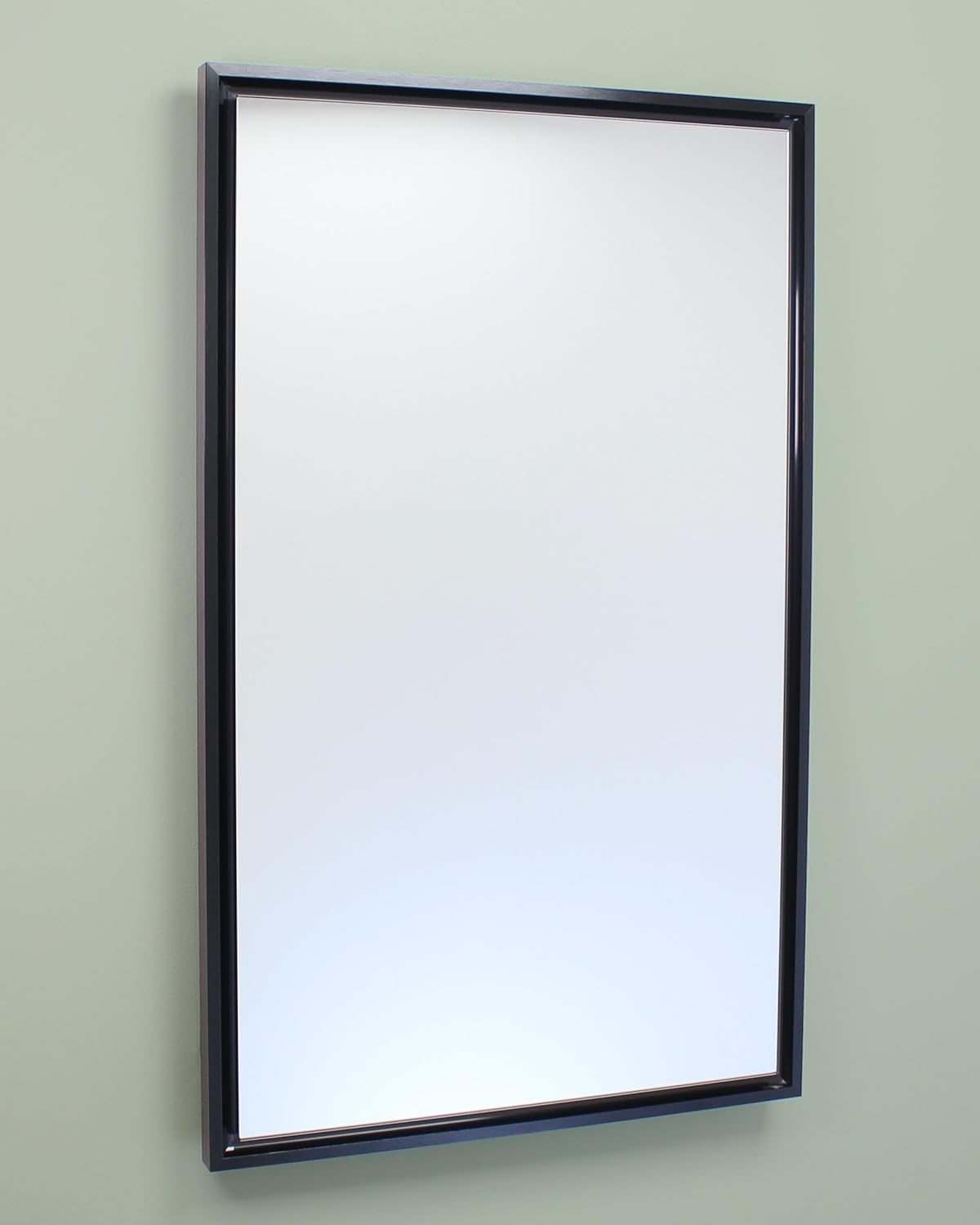 16x26 Parker Metro Metal Framed Rectangle Recessed Bathroom Medicine Cabinet, Floating Mirror, 14x24 in-Wall Opening, Steel, Adjustable Glass Shelves, Magnet Close, Black