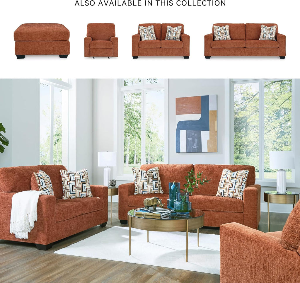 Signature Design by Ashley Aviemore Casual Square Oversized Accent Ottoman for Living Room, Orange