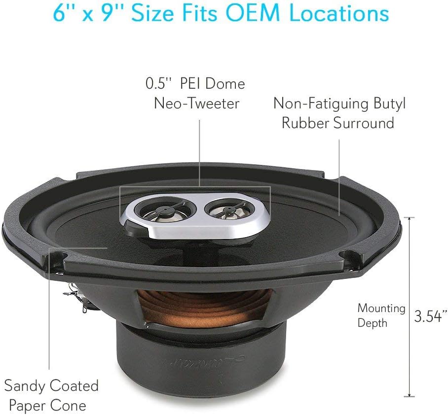 Lanzar 3-Way Universal Car Stereo Speakers - 200W 5” x 7” / 6” x 8” Universal OEM Quick Replacement Component Speakers Vehicle Door/Side Panel Mount Compatible, Pro Audio Car Speakers DCT6.93 (Pair)
