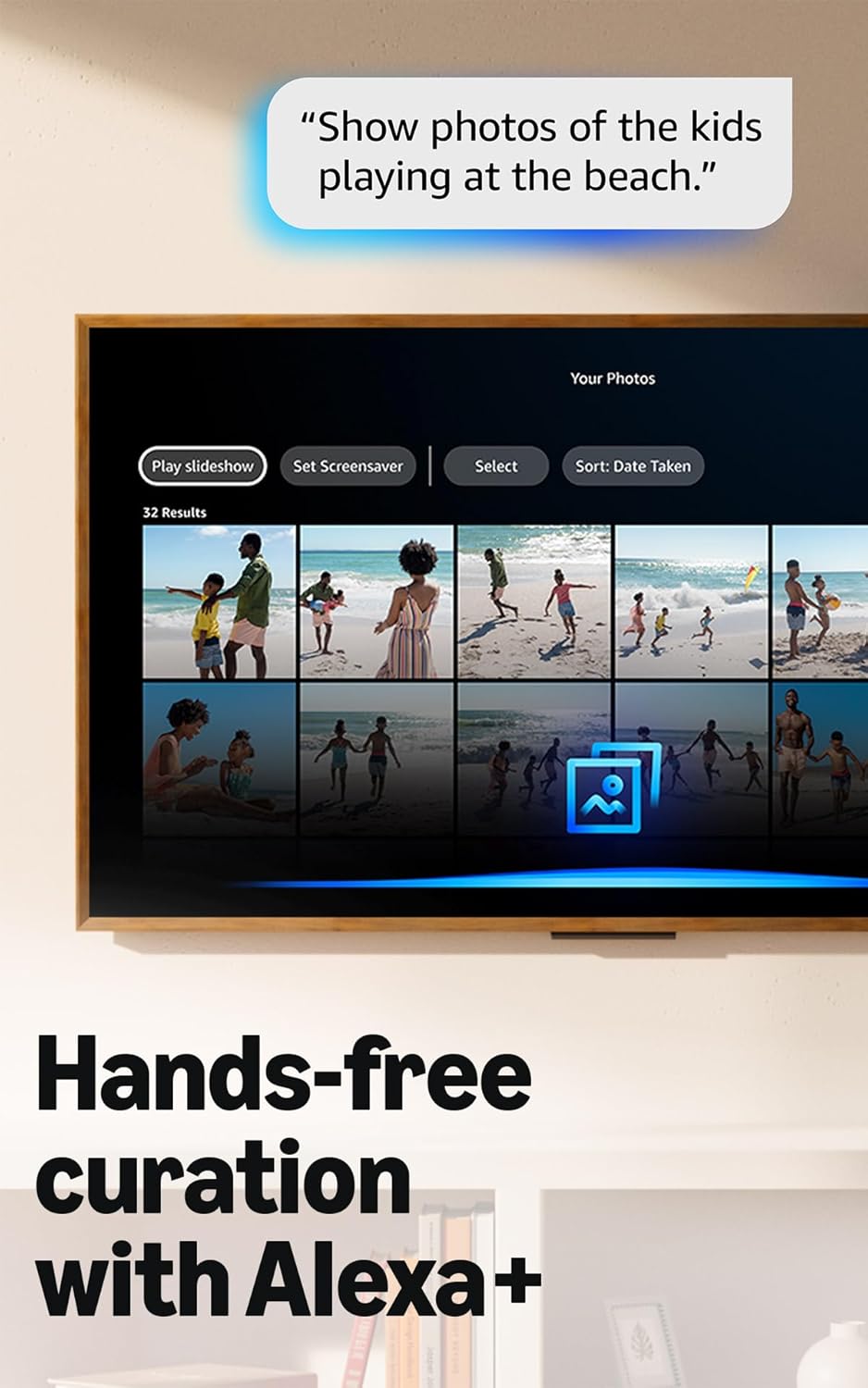Amazon Ember Artline 55" with Fire TV (newest model), 4K Ultra HD QLED smart TV with free art and photos, anti-glare display, custom frames, Dolby Vision, find shows faster with Alexa+ - Matte White