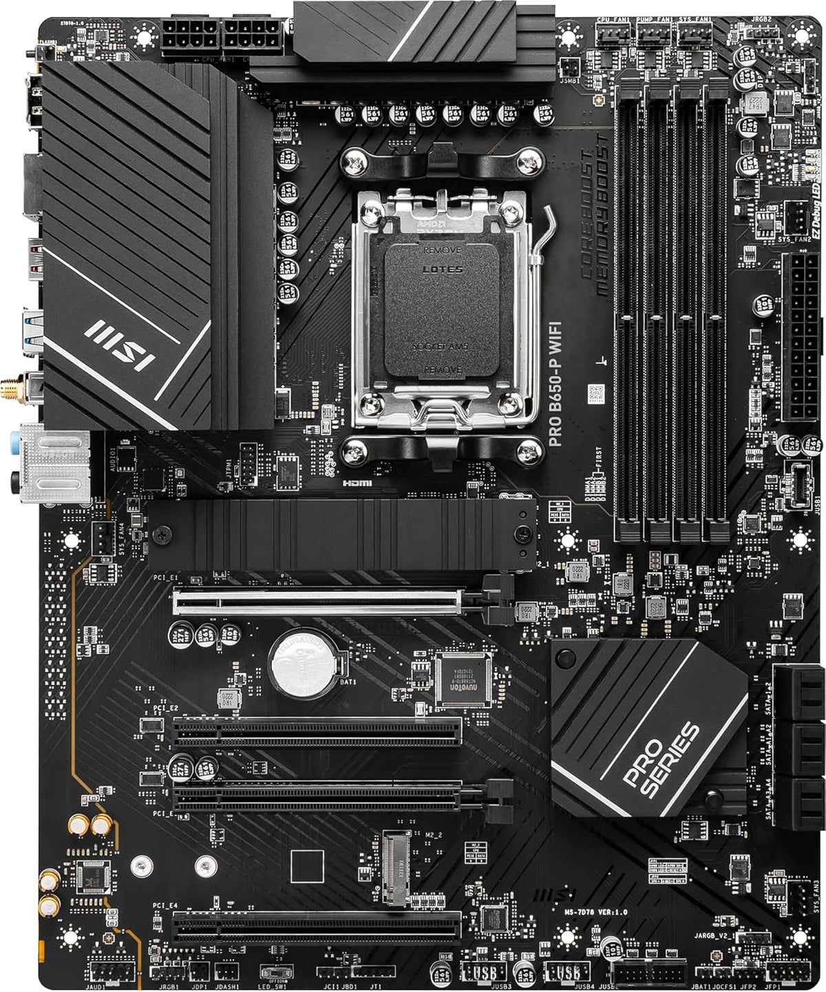 MSI PRO B650-P WiFi ProSeries Motherboard (AMD AM5, ATX, DDR5, PCIe 4.0, M.2, SATA 6Gb/s, USB 3.2 Gen 2, HDMI/DP, Wi-Fi 6E, AMD Ryzen 7000 Series Desktop Processors) (Renewed)