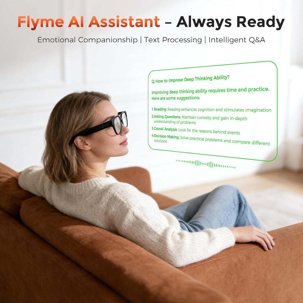 Smart Glasses with AR Display, Invisible Teleprompter Glasses for Speech, AI Real-Time Translation Glasses in 15 Languages, Bluetooth AI Smartglasses for Travel Business Meetings Men Women
