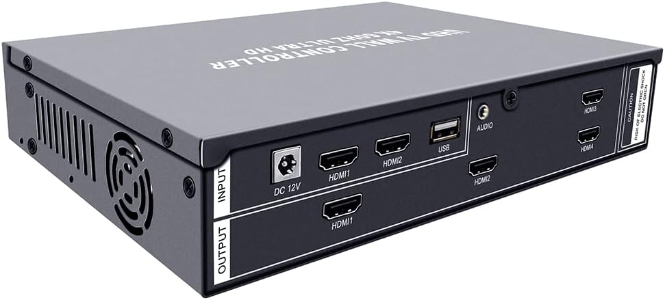 ISEEVY 4K60 HDMI USB UHD Video Wall Controller 2x2 1x2 2x1 1x3 3x1 1x4 4x1 TV Wall Controller for max 4 TVs Splicing Display with HDMI 2.0 and USB Inputs Support Play max 4096x2160@60 Video Picture