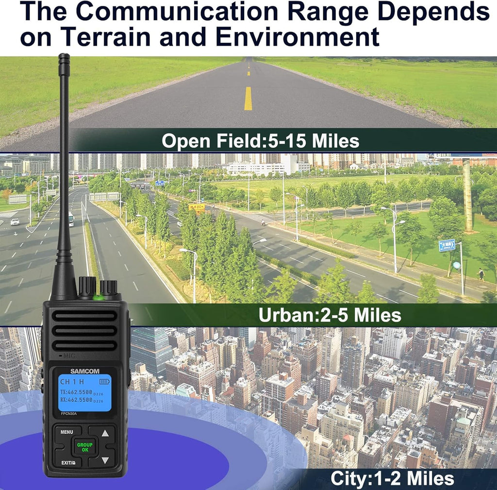 SAMCOM 5W High Power Two Way Radio,Heavy Duty Walkie Talkies for Adults Long Range with Earpieces,Professional UHF 2-Way Radio Rechargeable with 1500mAh Battery and Charger,9 Packs