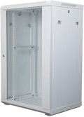 NavePoint 18U Network Cabinet with Glass Door – 18U Wall Mount Server Cabinet White 19” Rack for IT Equipment, AV Devices, Networking Equipment –23” Deep Server Rack Enclosure
