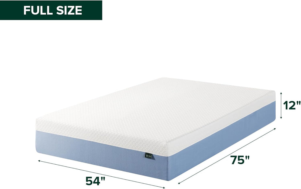 Zinus 12 Inch Full Cooling Essential Memory Foam Mattress NewVersion, Fiberglass Free, Medium Feel, Breathable Cooling Layers, Certified Safe Materials