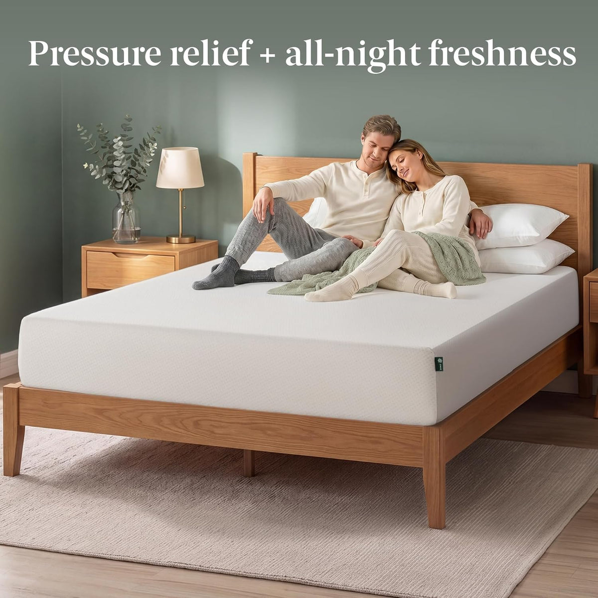 Zinus Green Tea Memory Foam Mattress 12 Inch, Pressure-Relieving Comfort & Full-Body Support, Naturally Fresh, Medium Firm Feel, CertiPUR-US & Oeko-TEX Certified Safe Materials, King