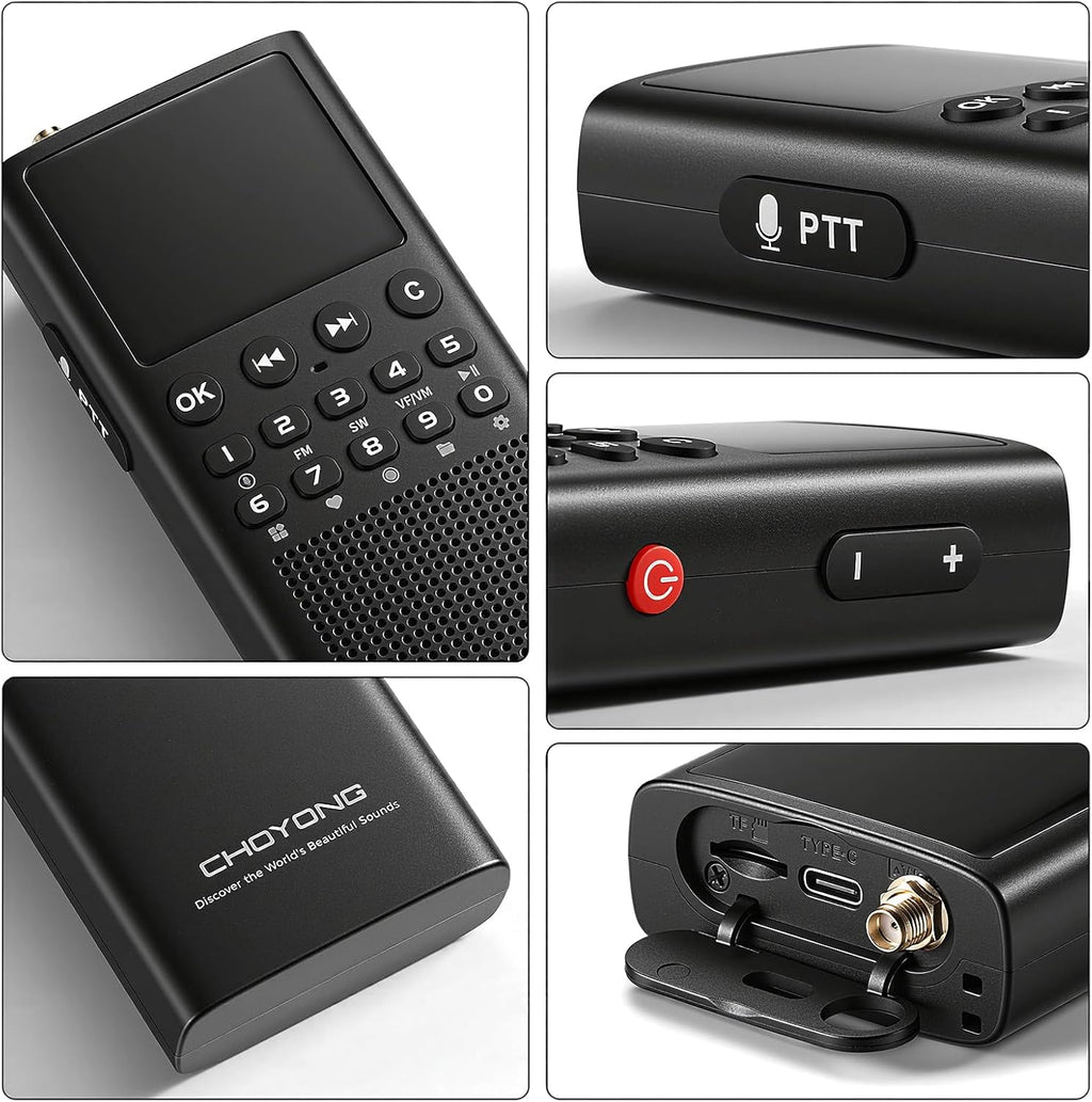 CHOYONG WT2 Network Walkie Talkie, Long Range Two-Way Radio with FM/AM/SW Receive, WiFi/4G POC Group Communication, GPT Voice Search, 2500mAh Rechargeable Battery, Black