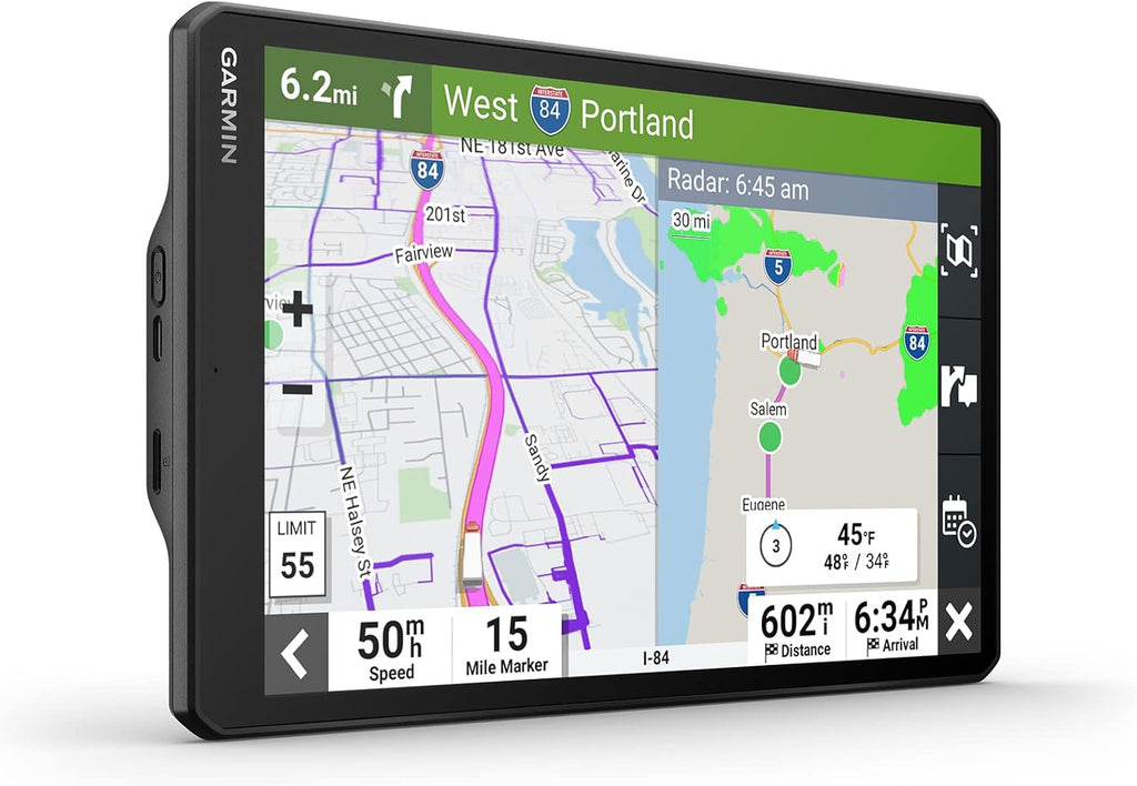 Garmin dzl OTR1010, Extra-Large, Easy-to-Read 10' GPS Navigator, Custom Truck Routing, High-Resolution Birdseye Satellite Imagery, Directory of Truck & Trailer Services (Renewed), Black