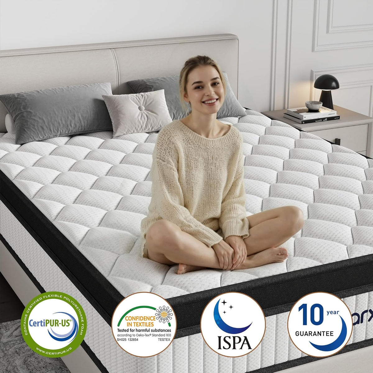 12 Inch Queen Mattress - Medium Firm 5-Layer Queen Size Mattresses Design with Targeted 7-Zone Body Support for Pressure Relief, Motion Isolation Queen Bed Mattress - CertiPUR-US Certified