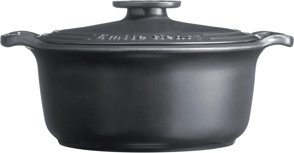 Emile Henry Made in France SUBLIME Ceramic 6 qt. Round Dutch Oven, Graphite