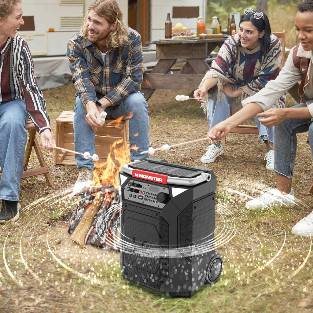 Monster Rockin' Roller 360 Indoor/Outdoor Portable Bluetooth Speaker | Up to 240W of 360 Degree Sound & Up to 100 Hours of Playtime | Includes Microphone