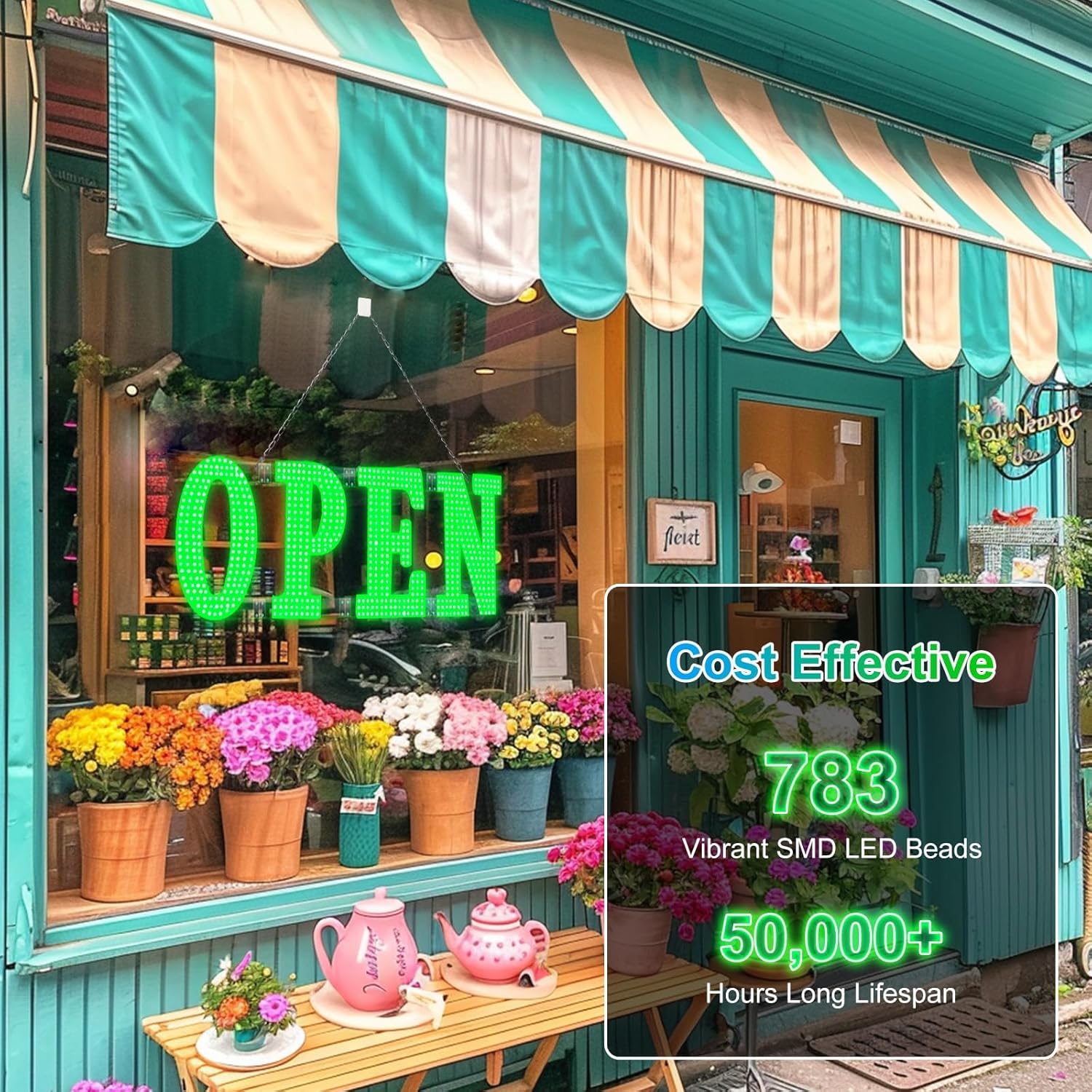40"x14" Large LED Open Signs for Business Super Bright Unique Design Open Sign with Hanging Installation for Window Stores Bar Hotel Retail Shops Salon Restaurant Office Green
