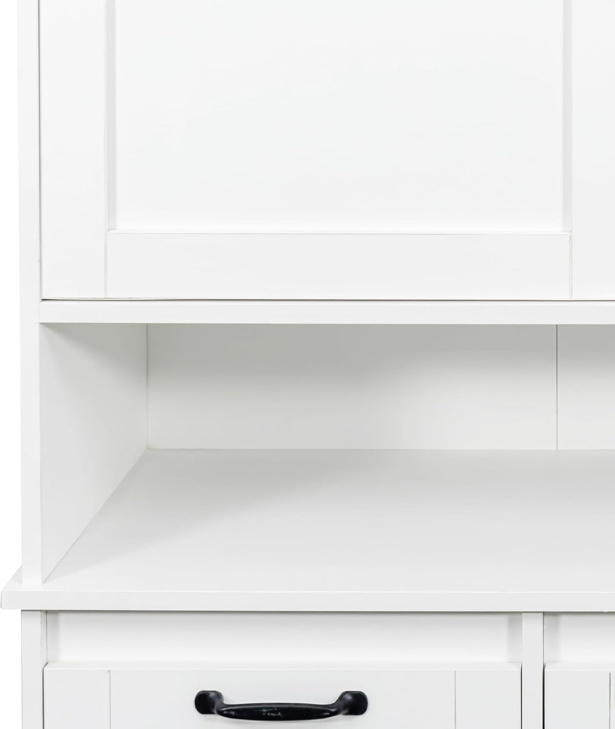 63" White Laundry Cabinet w/Dual Tilt-Out Hampers - 4 Open + 2 Adjustable Shelves, Freestanding Bathroom Organizer, 31.5 x 15.7 x 63 Inch
