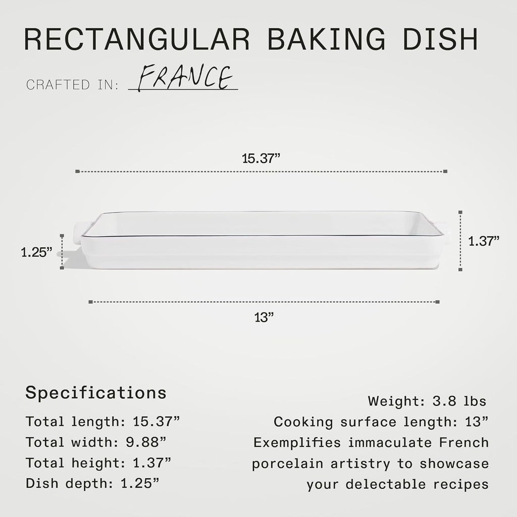 Made In Cookware | Baking Slab | Pure French Porcelain | Crafted in France | Navy Rim