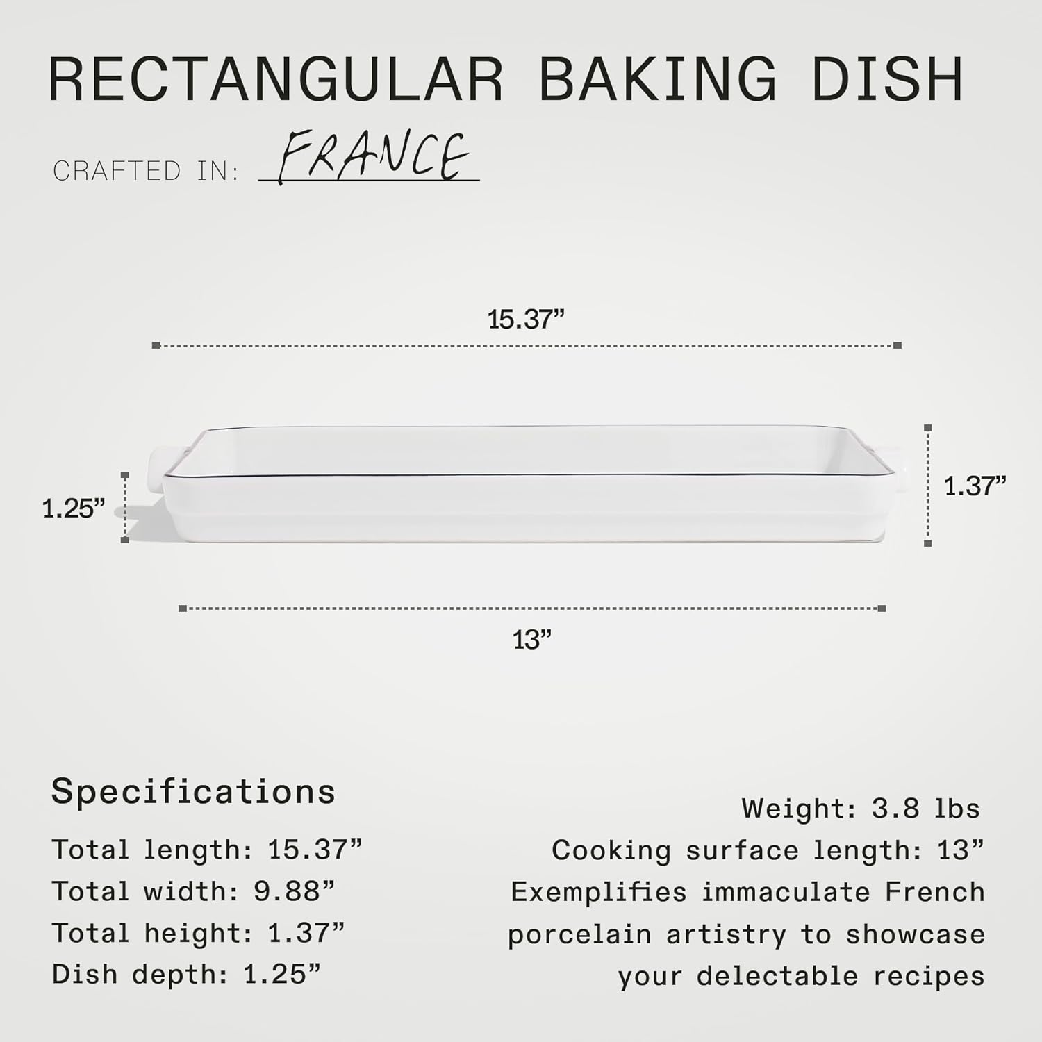Made In Cookware | Baking Slab | Pure French Porcelain | Crafted in France | Navy Rim