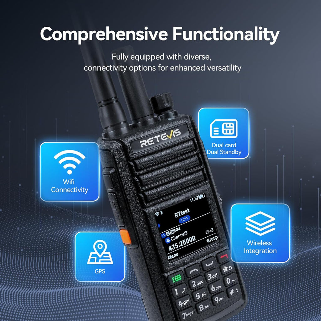 Retevis MateTalk L2 Global Walkie Talkie, Emergency POC Radio Unlimited Range, Zello,4G Dual SIM Network, GPS, IP67 Waterproof, Nationwide Two Way Radio Long Distance for Trucking, Security (1 PCS)