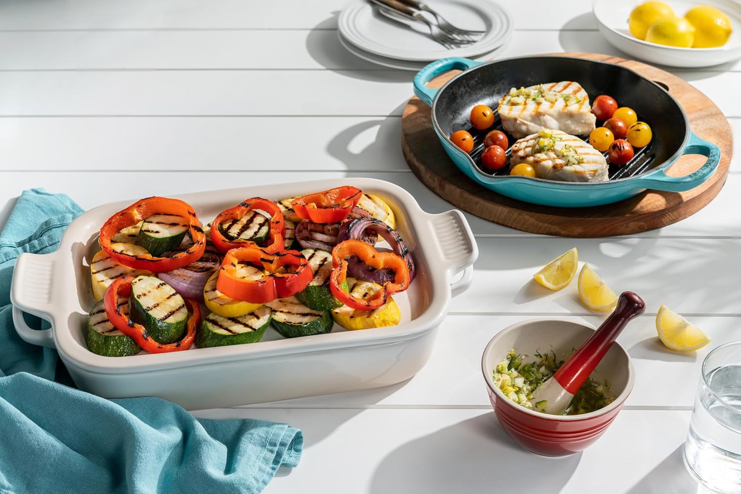 Le Creuset Stoneware Rectangular Dish with Platter Lid, 3 qt., Artichaut