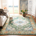 SAFAVIEH Monaco Collection Area Rug - 8' x 10', Forest Green & Light Blue, Non-Shedding & Easy to Clean, Distressed Medallion Design, Ideal for Living Room, Bedroom, Dining Space (MNC243F)