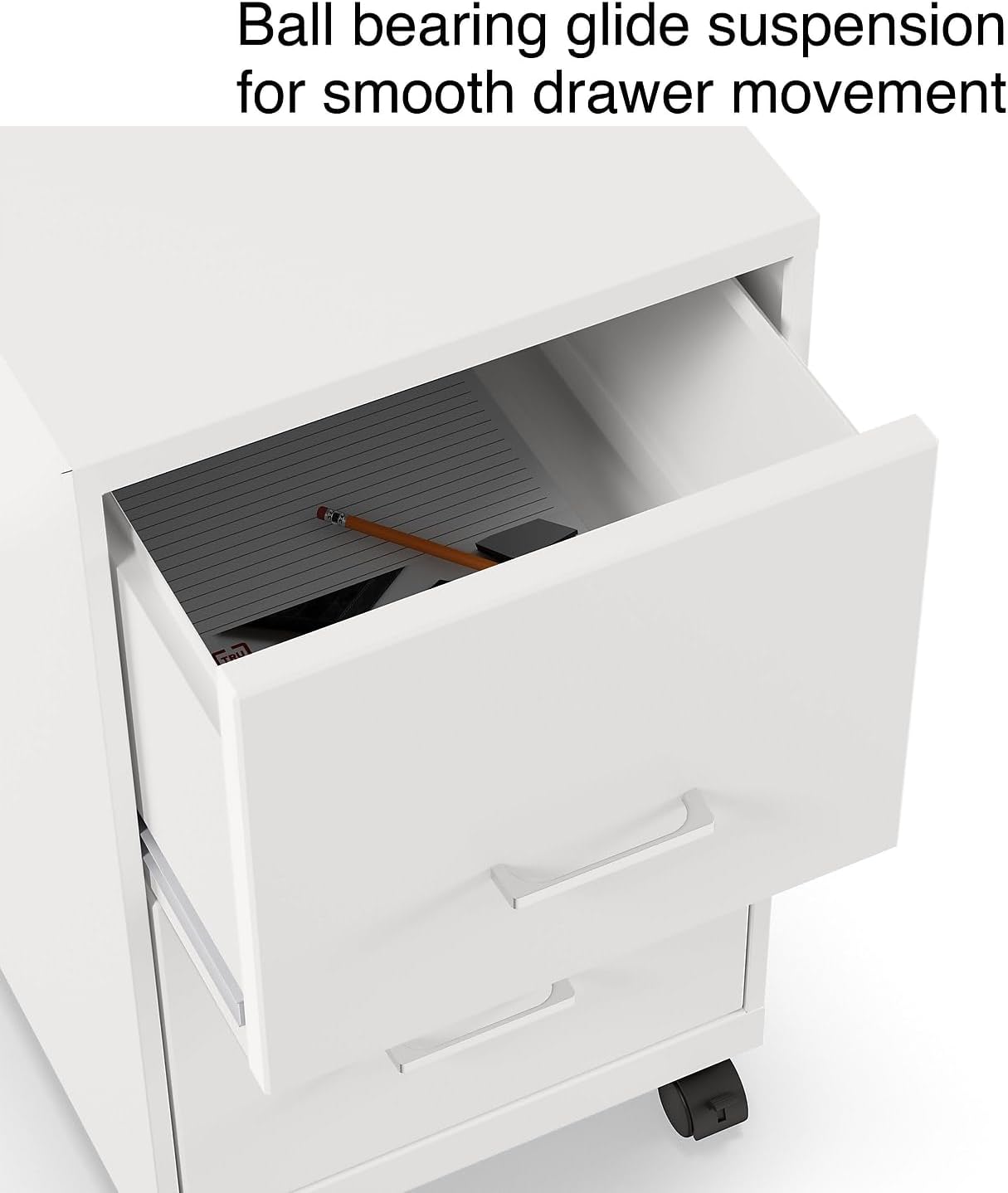 Staples 2-Drawer Vertical File Cabinet, Letter Size Documents, Lockable & Mobile, 18.9" D x 14.3" W x 26.3" H, White