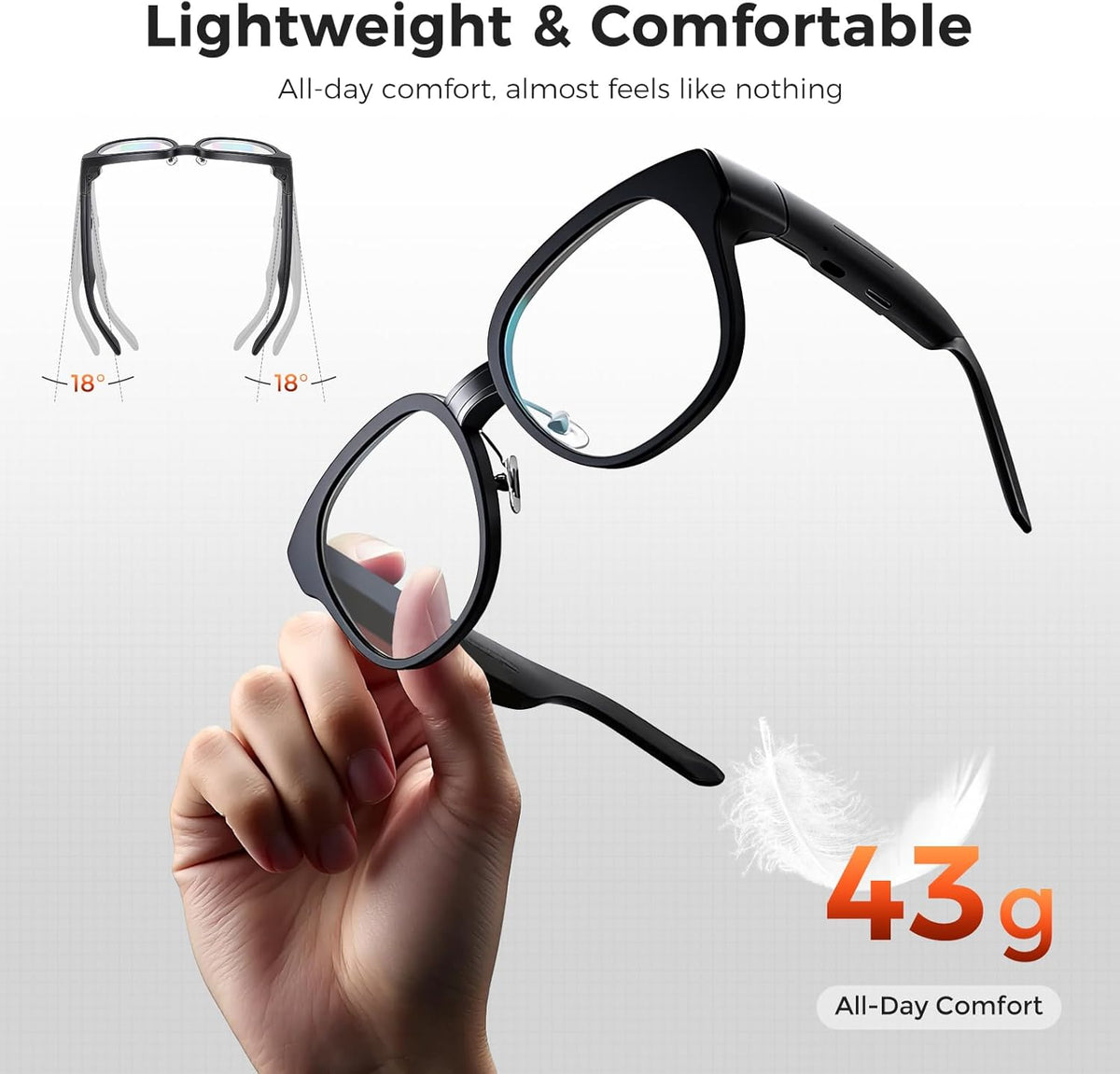 Smart Glasses with AR Display, Invisible Teleprompter Glasses for Speech, AI Real-Time Translation Glasses in 15 Languages, Bluetooth AI Smartglasses for Travel Business Meetings Men Women