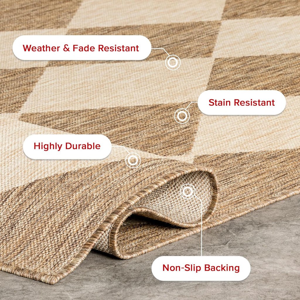 nuLOOM Outdoor Performance Collection Sabina Trellis Brown/Ivory, 8' x 10', Soft and Cozy, High Traffic, Stain Resistant, Easy Clean, Durable Area Rug for Indoor/Outdoor Patio, Deck, Porch, Garden