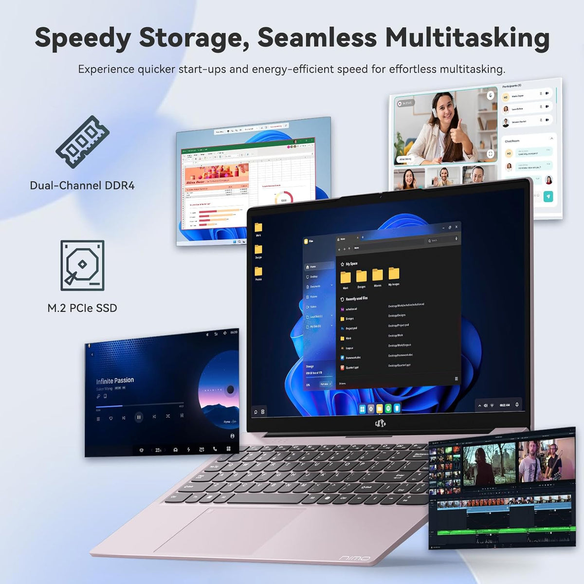 NIMO 15.6" Laptop, Intel 6 Cores I3-1215U 32GB RAM 1TB SSD (Up to 4.4GHz, Beat R5 7520U), 65W Fast PD 180° Viewing Wi-Fi 6 Backlit Keyboard Computer for Business Work Creator Student Study and Home