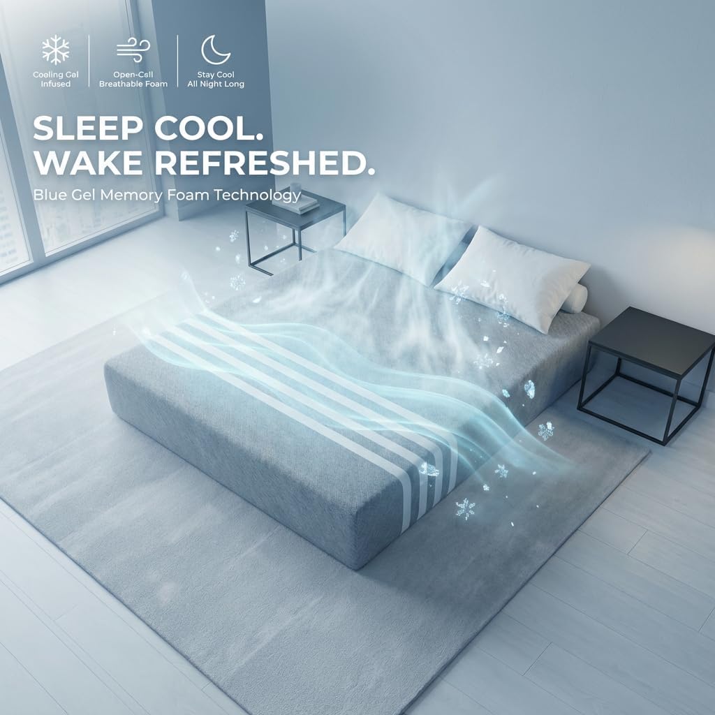 Queen Mattress 12 Inch Memory Foam – Cooling Gel for Hot Sleepers, Pressure Relief for Back Pain, 3 Firmness Options (Plush/Medium/Firm), CertiPUR-US, 100-Night Trial (Medium)