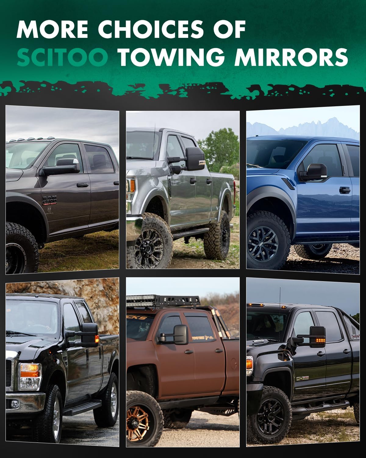 Towing Mirror for Ford for F250 for F350 for F450 for F550 Super Duty Power Heated Driver and Passenger Side Smoke Turn Signal Lights 2008 2009 2010 2011 2012 2013 2014 2015 2016