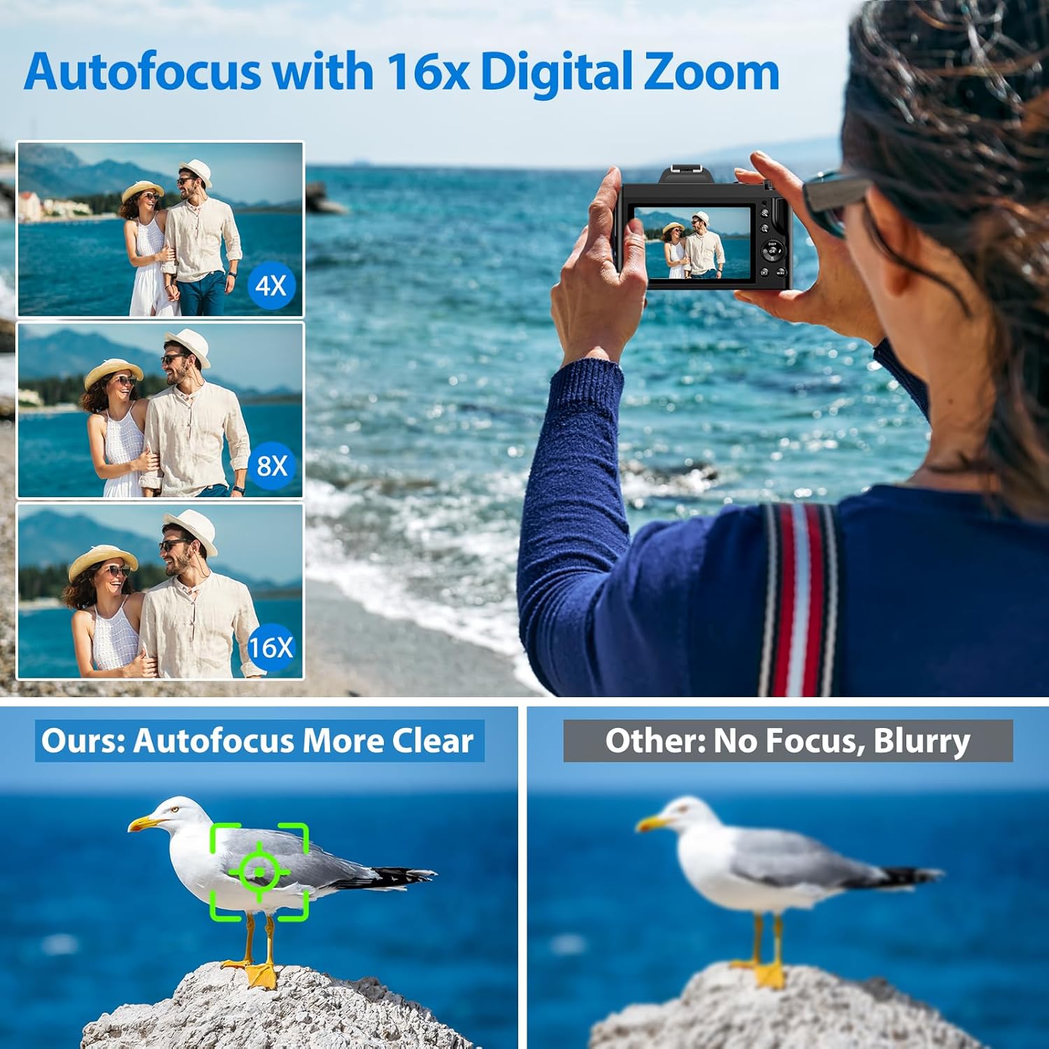 5K Digital Camera WiFi Autofocus Vlogging Camera for YouTube 48MP Camera for Photography and Video, 3.5" Screen Travel Cameras with UV Filter, Anti-Shake,16X Digital Zoom,32GB SD Card,2 Batteries