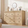 GarveeHome 7 Drawer Dresser for Bedroom, 54" Wide Fluted Wooden Chest of Drawers, Modern Long Storage Dresser Organizer for Living Room, Hallway, Entryway, Natural Oak