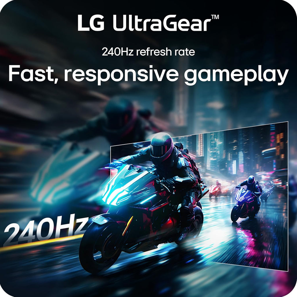 LG 27GR83Q-B 27-inch Ultragear QHD (2560x1440) IPS Gaming Monitor, 240Hz, 1ms, DisplayHDR 400, G-Sync AMD FreeSync Premium, HDMI 2.1 DisplayPort, 4-Pole HP Out DTS GP:X, Tilt/Height/Pivot Stand, Black