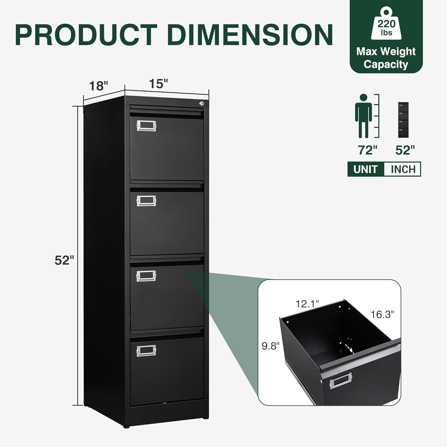 4 Drawer File Cabinet with Lock, Metal Filing Cabinets, Vertical Small Filing Cabinet Steel Lockable Storage Cabinets for Home Office to Organization Hanging Letter/Legal/F4/A4