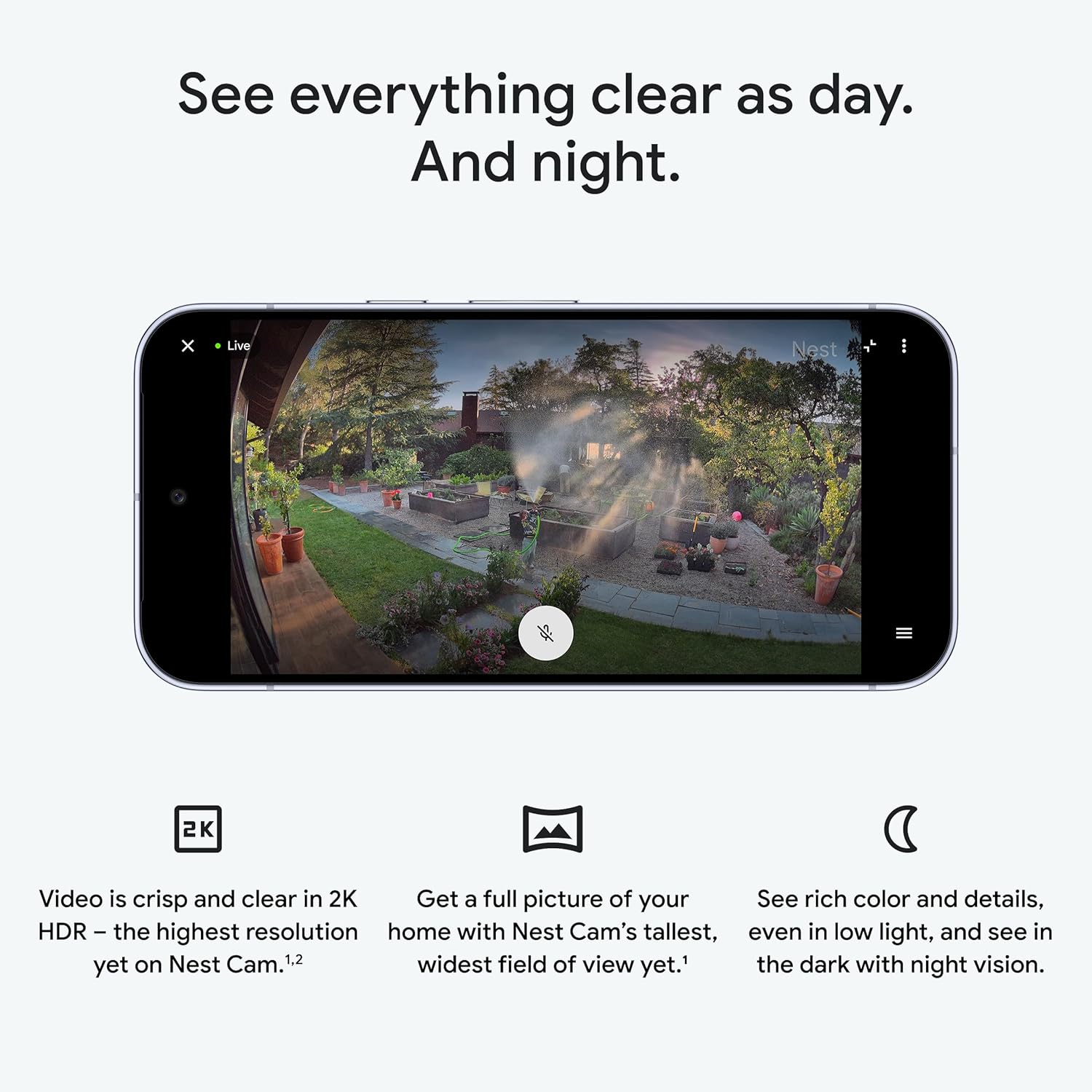 Google Nest Cam Outdoor (Wired, 2nd Gen) - Security Camera with 2K Video and Gemini, Night Vision, 2-Way Audio - Works with Google Home - 2025 Model - Hazel