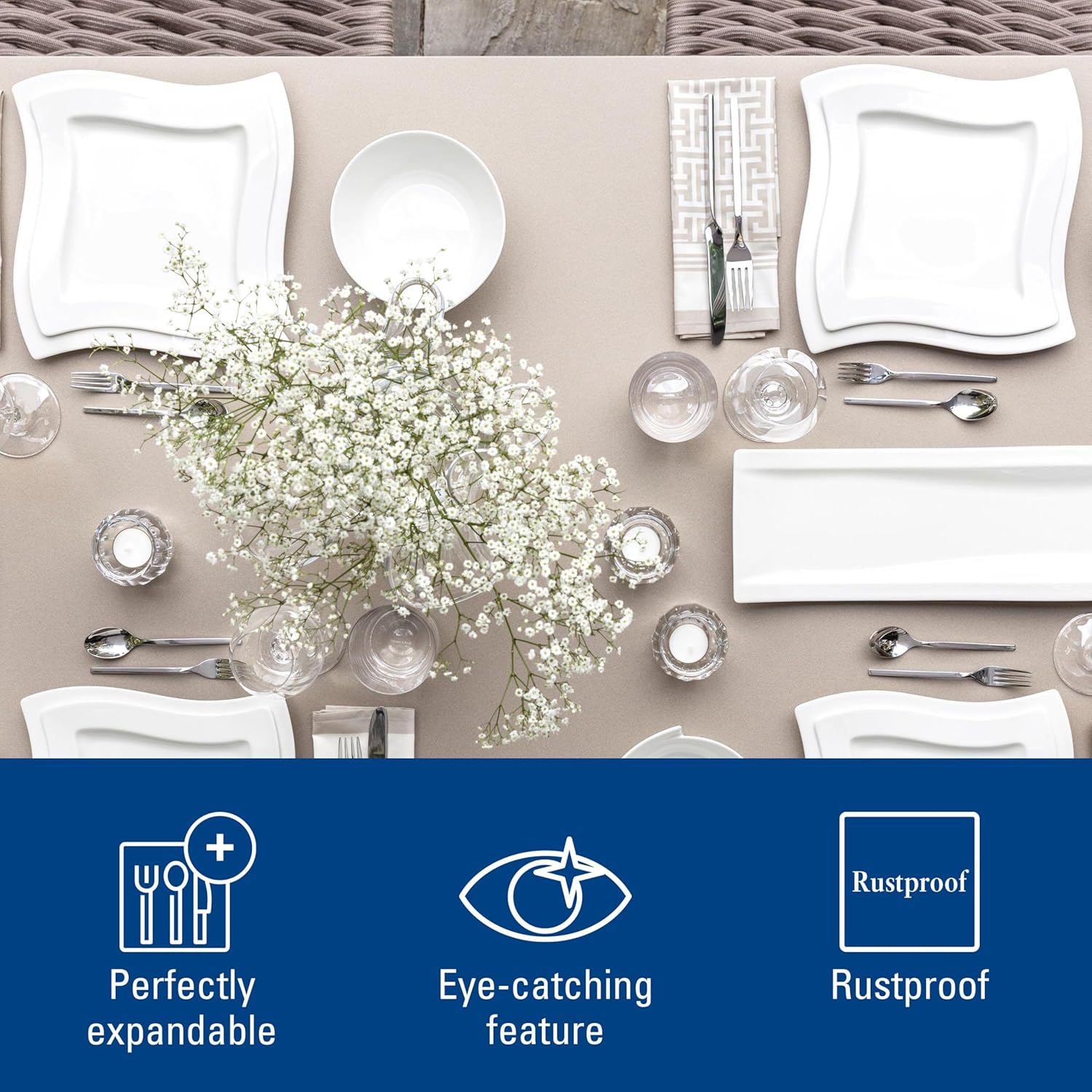 Villeroy & Boch NewWave Collection 20-Piece Flatware Set, Service for 4, 18/10 Stainless Steel Utensils, Dishwasher Safe