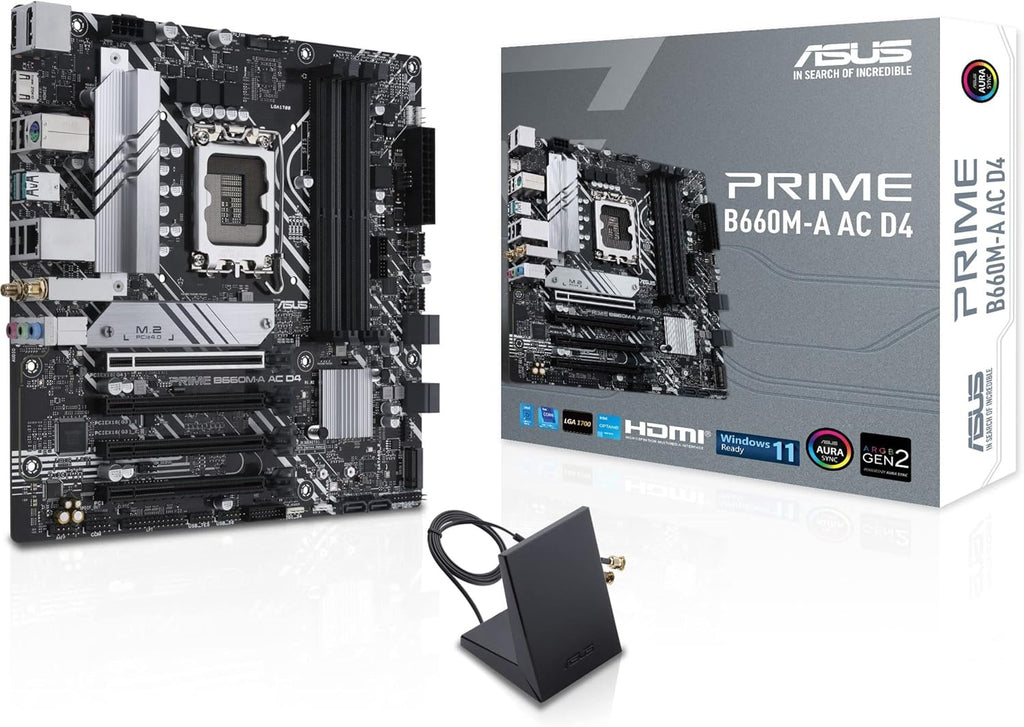 ASUS Prime B660M-A AC D4 LGA 1700(Intel 12th Gen) mATX Motherboard (PCIe 4.0,DDR4,2X M.2 PCIe 4.0 Slots,Wi-Fi 5,Front USB 3.2 Gen 1 Type-C, Addressable Gen 2 headers,ASUS 5X Protection III)