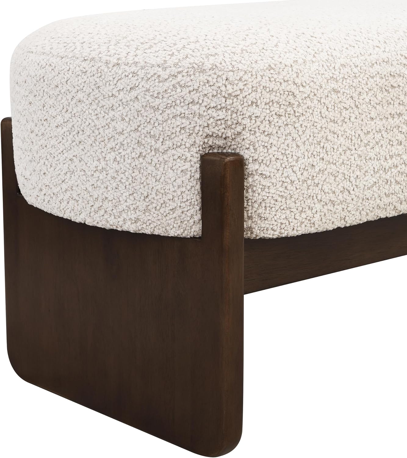 Christopher Knight Home Arden Minimalist Style Rectangular Loop Yarn Fabric Ottoman Bench, Rubberwood Frame, Entryway Bench, Living Room Sofa Extra Seat, End of Bed Footstool, Beige+Brown
