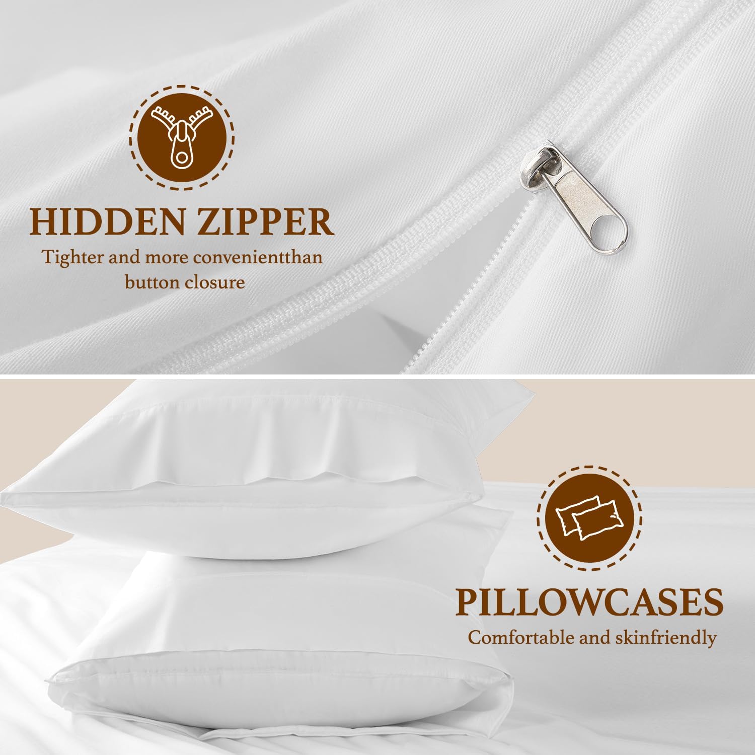 DEITAS 100% Cotton Duvet Covers - 1200 Thread Count, Luxury Egyptian Cotton Comforter Cover, Hotel Bedding Duvet Covers 3 Piece(King,White)