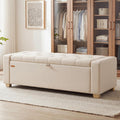 SONGMICS Storage Ottoman, Storage Chest Bench with Legs, End of Bed Bench with Safety Hinges, Pull Tab, for Living Room, Bedroom, 19.7 x 47.6 x 16.5 Inches, Linen-Look Fabric, Summer Sand ULOM511LF01