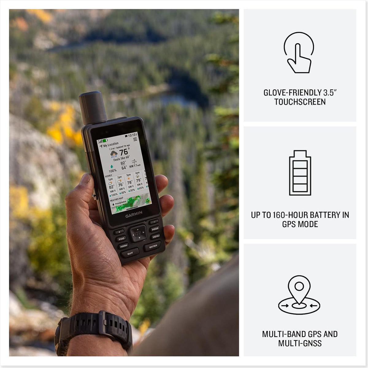 Garmin GPSMAP H1 Premium GPS Handheld Navigator for Hiking, Rugged Design with Color Touchscreen and Buttons, Long Battery Life, Built-in Flashlight, Preloaded Maps Bundle